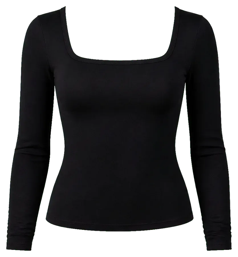 Black square-neck top